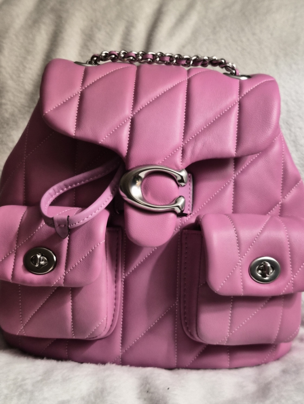 NWT Coach Tabby Archival Pillow Quilted Backpack in Dragonfruit Pink – CU076